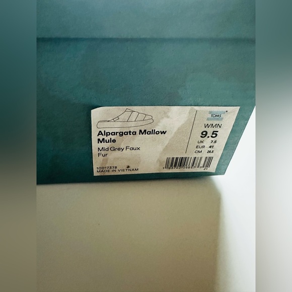 Toms Fluff Slippers Alpargata Mallow Mule Grey Smoke Faux Fur Women NEW Size 9.5 - Picture 11 of 15